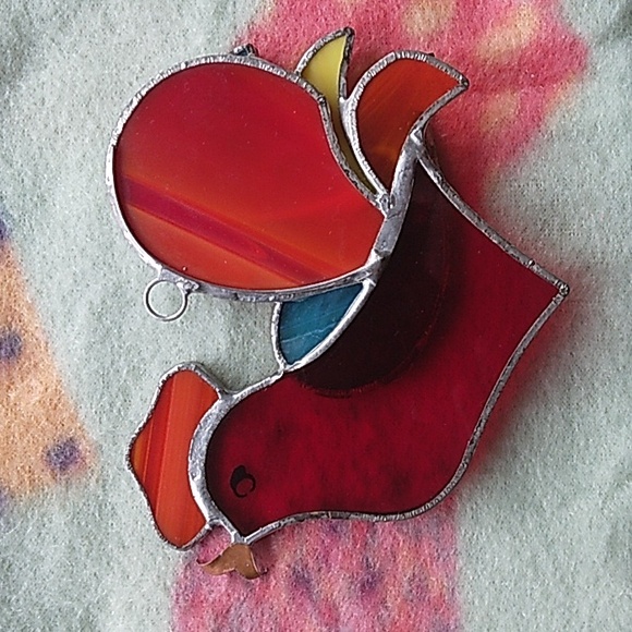 Stained Glass Rooster Chicken Sun Catcher Window Hanging Art Decor - Picture 3 of 10